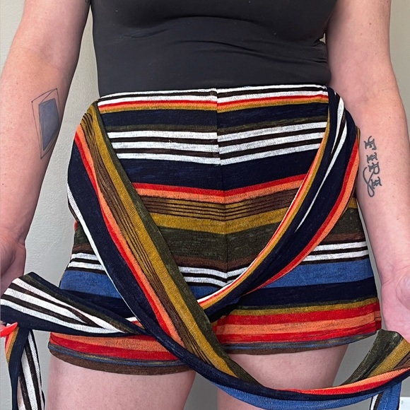 Multi color striped wrap tie shorts by Wild Honey - Picture 8 of 10
